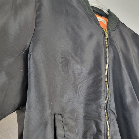 Women's MOD REF black zip front minimalist casual short length bomber jacket - Picture 10 of 11